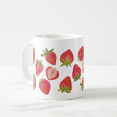Süßes Erdbeermuster – Lustiges Früchtemotiv Kaffeetasse (Vorderseite Links)