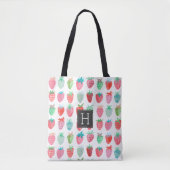 Süßes Erdbeermuster Monogramm Sommer Markt Tasche (Vorderseite)
