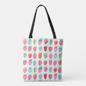 Süßes Erdbeermuster Monogramm Sommer Markt Tasche (Rückseite)
