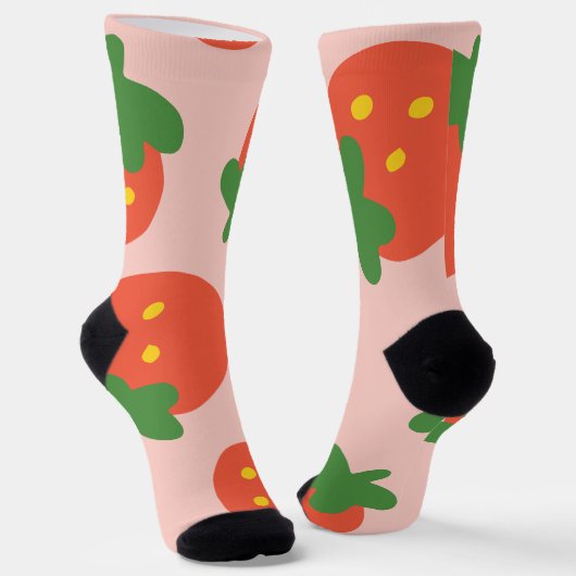 Süßes Erdbeermuster Socken (Gewinkelt)
