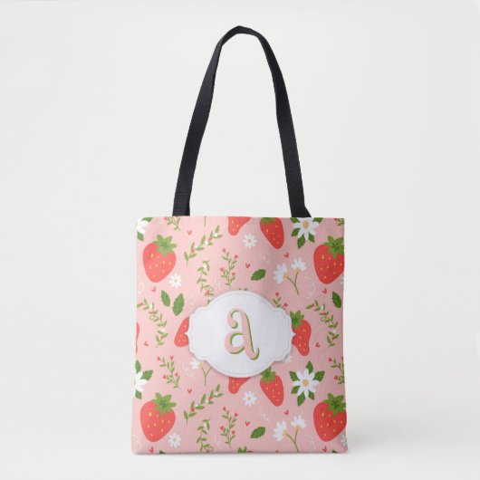 Süßes Erdbeermuster-Tote Tasche (Vorderseite)