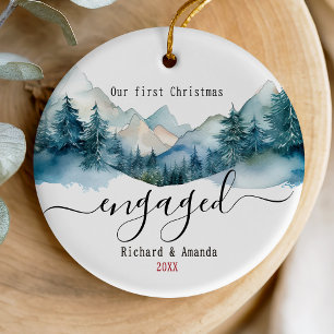 Süßes erstes Weihnachten verlobt Berge Keramik Ornament