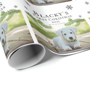 Süßes erstes Weihnachts-Tannen-Puppy-Hund-Haustier Geschenkpapier