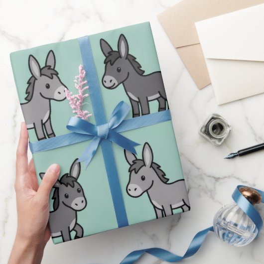 Süßes Esel-Cartoon-Muster Geschenkpapier (Schenken)