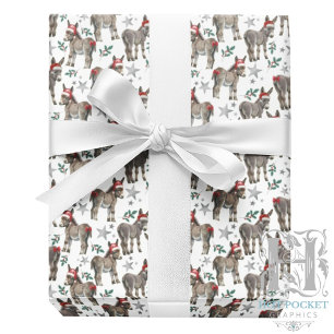 Süßes Esel Weihnachtspapier in Weiß Geschenkpapier