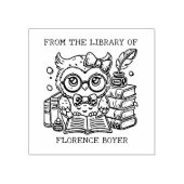 Süßes Eulen-Exlibris Gummistempel (Prägung)