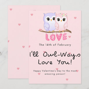 Süßes Eulen-Paar Valentinstag Feiertagskarte