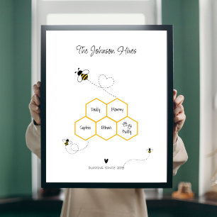 Süßes Familien- und Haustiernamensschild – Bienens Poster