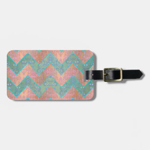 Süßes, fantasievolles Chevron mit Damast-Overlay Gepäckanhänger