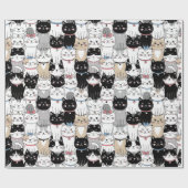 Süßes fantastisches Katzenmuster Geschenkpapier (Flach)