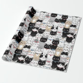 Süßes fantastisches Katzenmuster Geschenkpapier (Ungerollt)