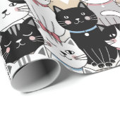 Süßes fantastisches Katzenmuster Geschenkpapier (Rolleneckpunkt)