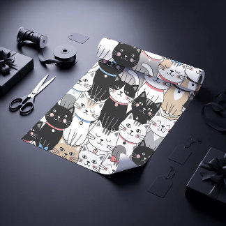 Süßes fantastisches Katzenmuster Geschenkpapier