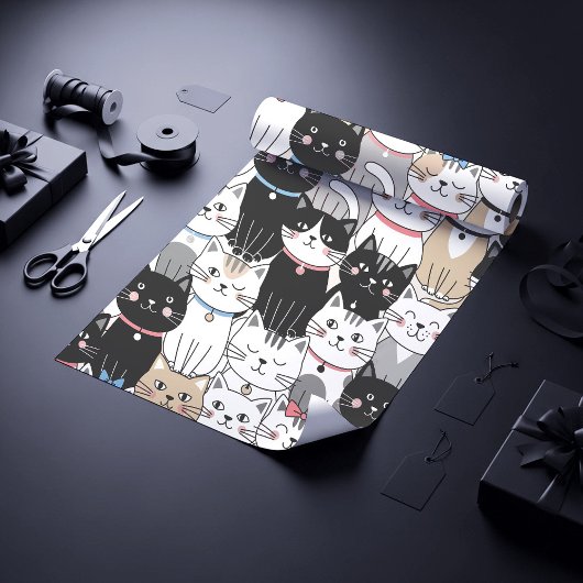 Süßes fantastisches Katzenmuster Geschenkpapier