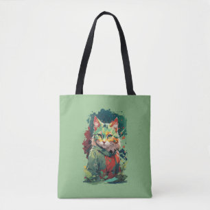 Süßes Fantasy-Farbklecks-Katze-Design Tasche