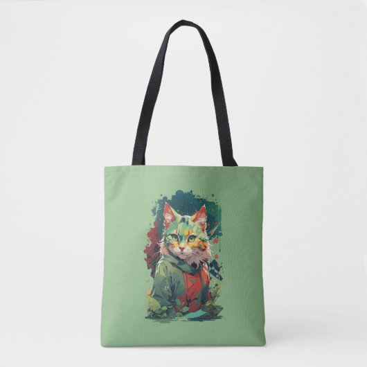 Süßes Fantasy-Farbklecks-Katze-Design Tasche (Vorderseite)
