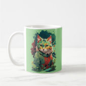 Süßes Fantasy-Farbklecks-Katzendesign Kaffeetasse (Links)