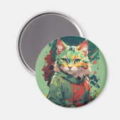 Süßes Fantasy-Farbklecks-Katzendesign Magnet (Vorderseite/Rückseite)