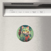 Süßes Fantasy-Farbklecks-Katzendesign Magnet (In Situ (Geschirrspüler))