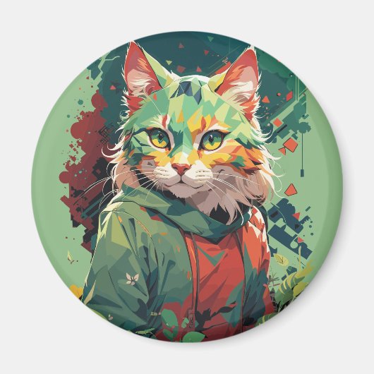 Süßes Fantasy-Farbklecks-Katzendesign Magnet (Vorne)