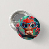 Süßes Fantasy-Tier-Cartoon mit Brille-68807 Button (Vorne & Hinten)