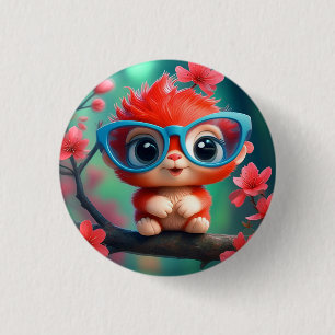 Süßes Fantasy-Tier-Cartoon mit Brille-68807 Button