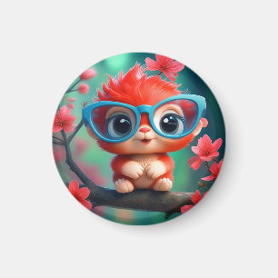 Süßes Fantasy-Tier-Cartoon mit Brille-68807 Magnet
