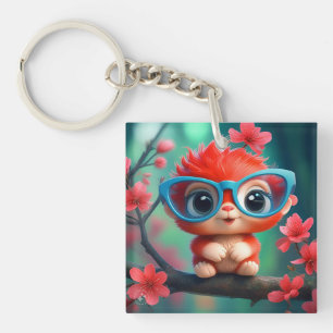 Süßes Fantasy-Tier-Cartoon mit Brille-68807 Schlüsselanhänger