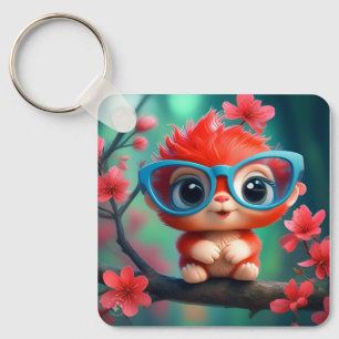 Süßes Fantasy-Tier-Cartoon mit Brille-68807 Schlüsselanhänger