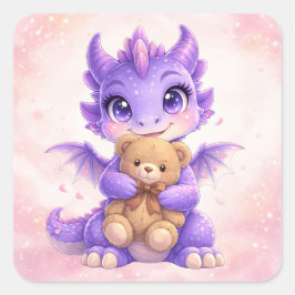 Süßes Fantasy-Tier-Sticker Quadratischer Aufkleber