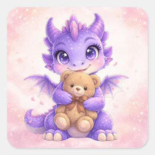 Süßes Fantasy-Tier-Sticker Quadratischer Aufkleber