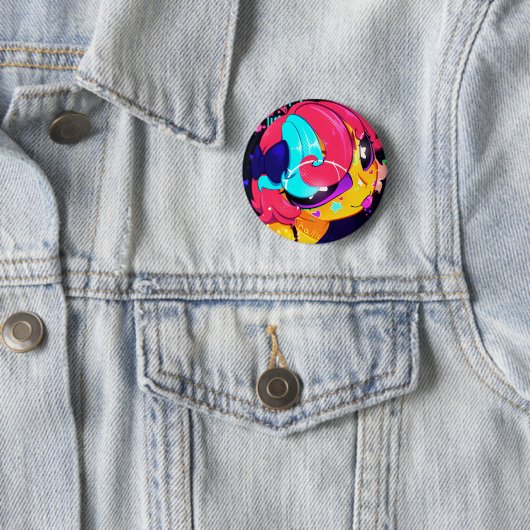 Süßes farbenfrohes Anime-Mädchen-Button Button (Beispiel)