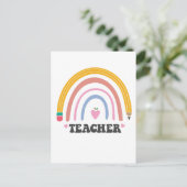 Süßes farbenfrohes Bleistift-Regenbogen-Lehrer-Des Postkarte (Stehend Vorderseite)