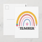 Süßes farbenfrohes Bleistift-Regenbogen-Lehrer-Des Postkarte (Vorne/Hinten)