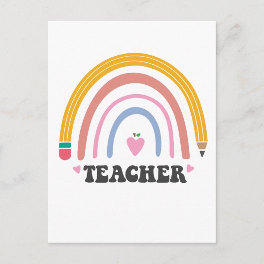 Süßes farbenfrohes Bleistift-Regenbogen-Lehrer-Des Postkarte (Vorderseite)