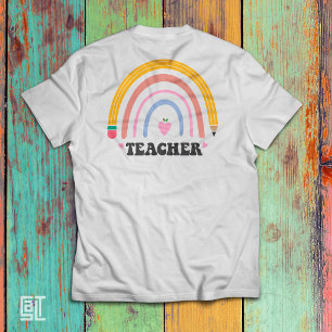 Süßes farbenfrohes Bleistift-Regenbogen-Lehrer-Des T-Shirt