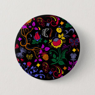 Süßes farbenfrohes Blumenmuster Button