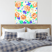 Süßes farbenfrohes Blumenmuster Leinwanddruck (Insitu (Schlafzimmer))