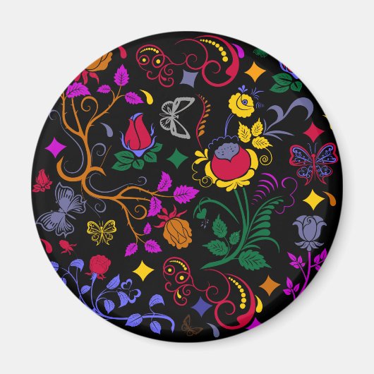 Süßes farbenfrohes Blumenmuster Magnet (Vorne)