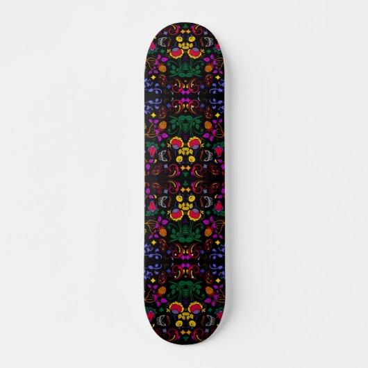 Süßes farbenfrohes Blumenmuster Skateboard (Vorne)