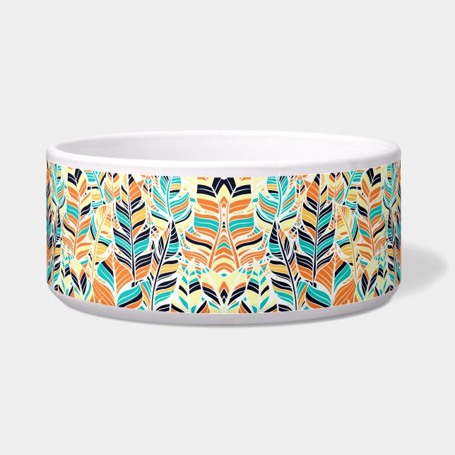 Süßes, farbenfrohes Boho-Blätter-Muster Napf (Vorderseite)
