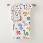Süßes farbenfrohes Dinosaurier-Muster Badhandtuch Set (Insitu)