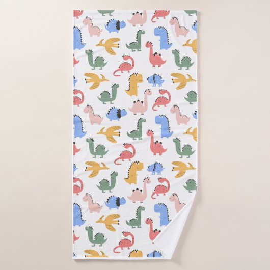 Süßes farbenfrohes Dinosaurier-Muster Badhandtuch Set (Badehandtuch)