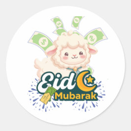 Süßes farbenfrohes Eid Mubarak Schaf Kinder T-Shir Runder Aufkleber