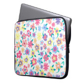 Süßes farbenfrohes Frühlingsblumenmuster Laptopschutzhülle (Vorderseite Links)
