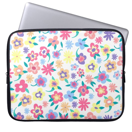 Süßes farbenfrohes Frühlingsblumenmuster Laptopschutzhülle (Vorderseite)