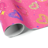 Süßes farbenfrohes Herz Geschenkpapier (Rolleneckpunkt)