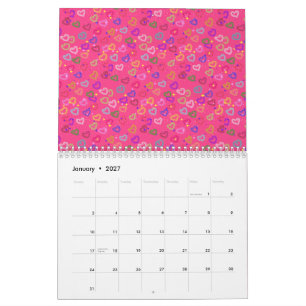 Süßes farbenfrohes Herz Kalender