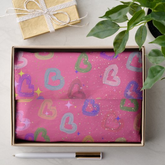 Süßes farbenfrohes Herz Seidenpapier (Geschenk)