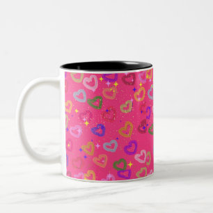 Süßes farbenfrohes Herz  Zweifarbige Tasse